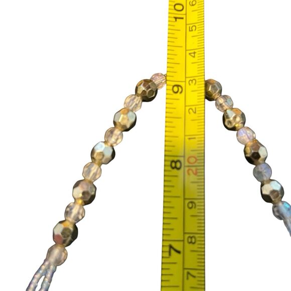 Vintage 1990s Cream & Bronze Beaded Fringe Satin-Finish Evening Bag Handmade - Picture 10 of 10